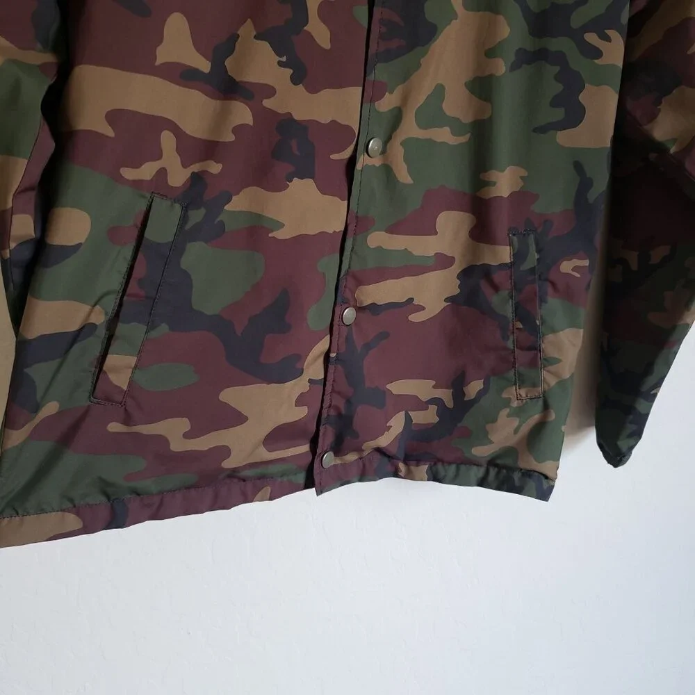 Vans Torrey Camouflage Windbreaker Jacket Youth Boys Lrg Green/Brown Snap Button